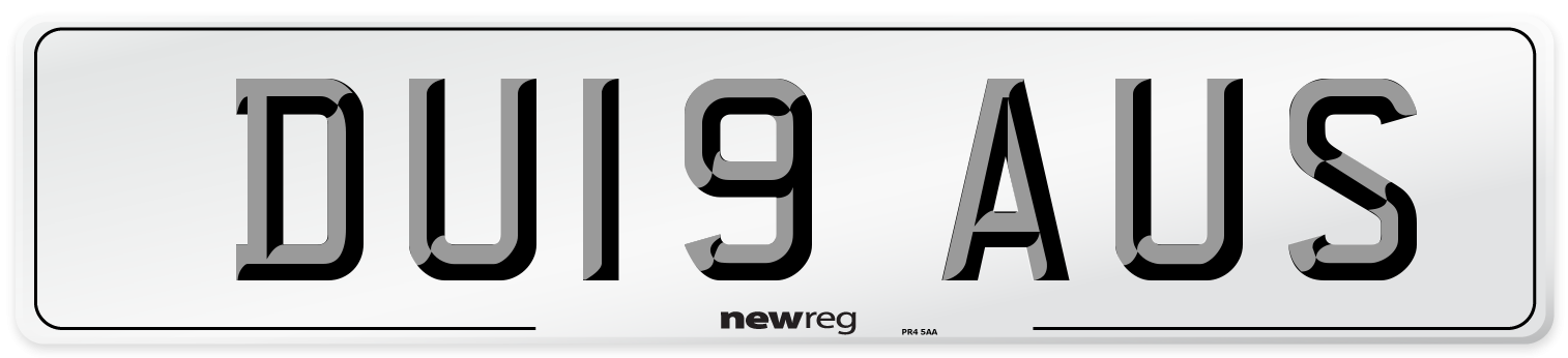 DU19 AUS Number Plate from New Reg